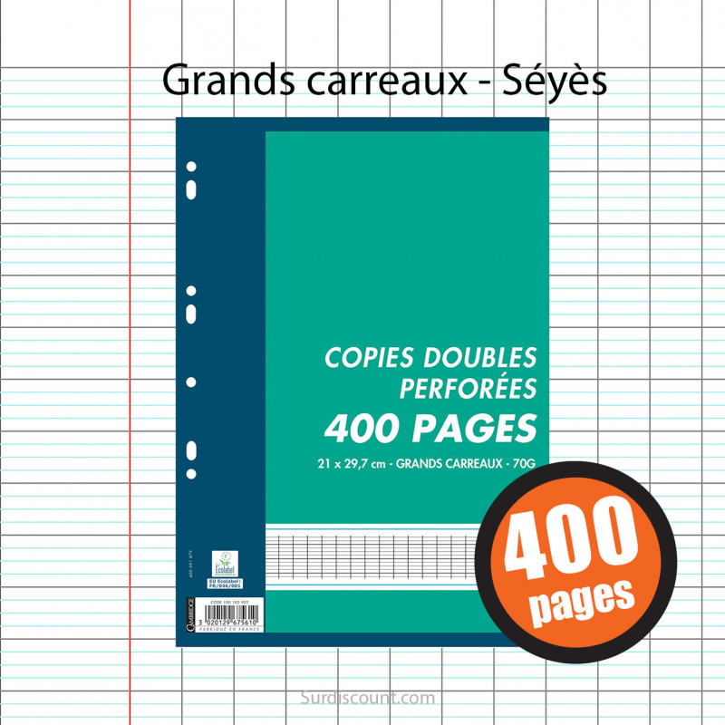 [5283001503250] Feuilles mobiles doubles grands carreaux (SEYES) A4